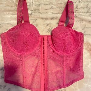 Juicy Couture Vibrant Pink Lace Bustier Corset